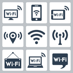 wifi icons set pc smartphone tablet pointer vector image