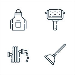 cleaning line icons linear set quality vector image
