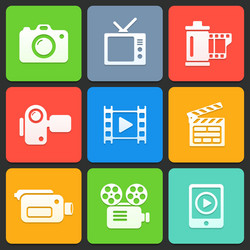 colorful media icons for web and mobile vector image
