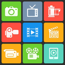 Colorful media icons for web and mobile vector