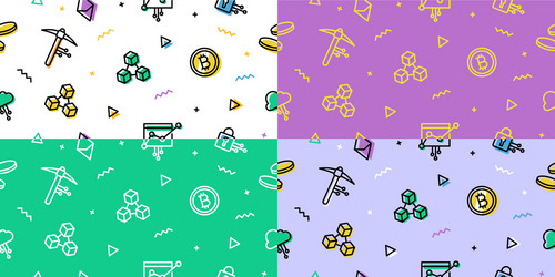 crypto blockchain seamless pattern icon vector