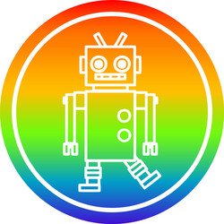 dancing robot circular in rainbow spectrum vector image