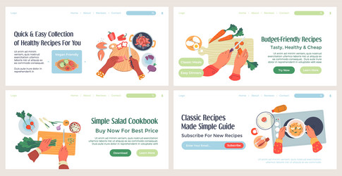landing banneer set with cookbook advetising vector image