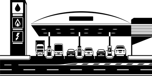 Petrol lpg and charging station with cars vector