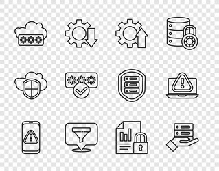 set line mobile with exclamation mark server vector image