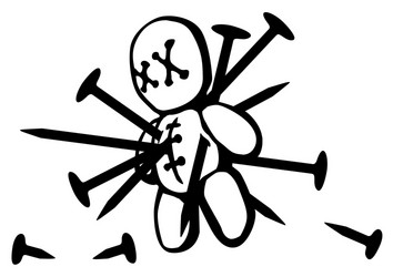 Voodoo doll many pins stencil vector