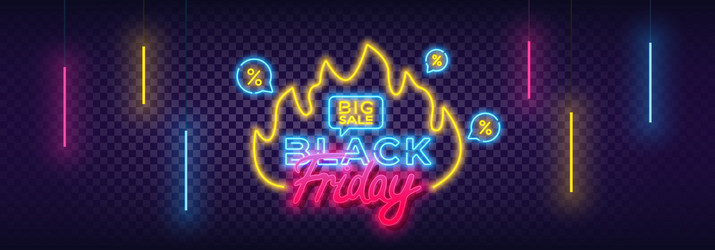 Black friday sale neon colorful banner modern vector