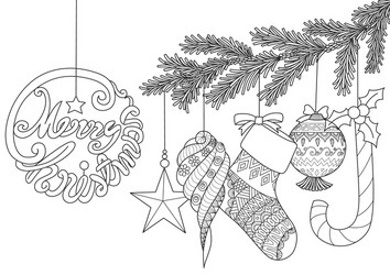 Christmas Ornament Coloring Pages Vector Image