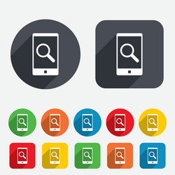 Search in smartphone sign icon find symbol vector