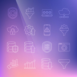 set line sales funnel browser setting with gear vector image