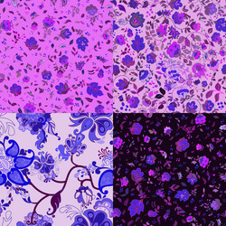 set of abstract floral seamless patterns vector image