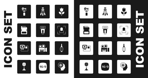 set photo mode macro camera flash sd card vector image