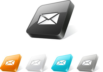 3d web button with e-mail icon vector