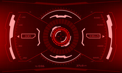 hud sci-fi interface screen view red geometric vector image