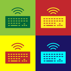 pop art wireless computer keyboard icon isolated vector image
