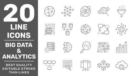 Set big data and analytics icon vector