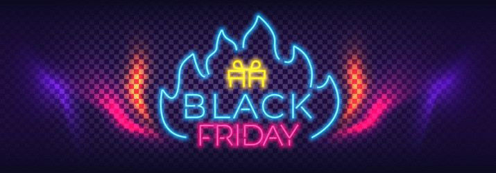 black friday sale neon colorful banner modern vector