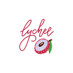 Cute cartoon lychee with exclamation sign board Vector Image