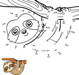 Numbers Game: Connect the Dots - Sloth vector image