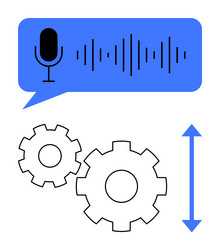 voice control with gears representing mechanical vector image