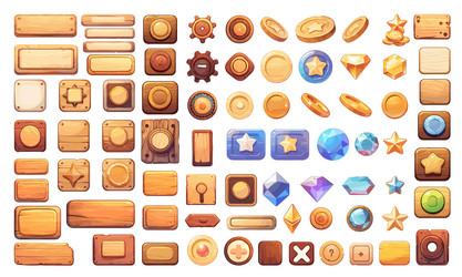 buttons set cartoon element interface slider game vector image