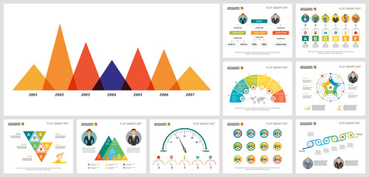 colorful infocharts template set vector