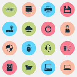 Gadget icons set collection of database personal vector