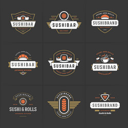 sushi restaurant logos and badges set japanese vector