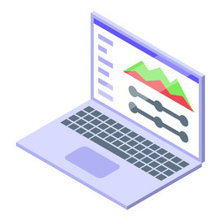 laptop showing statistical charts and controls vector image