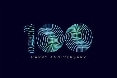 numeric design with line curve 100th happy vector image
