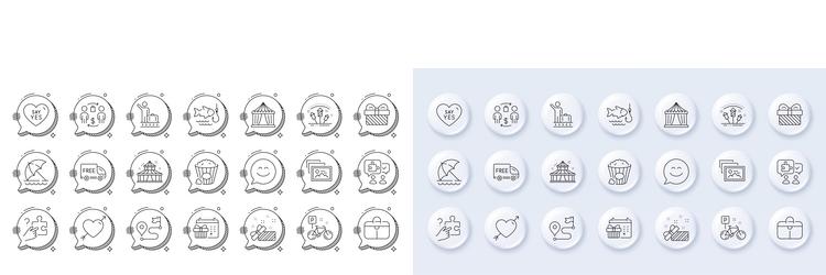 search puzzle say yes and present line icons vector image