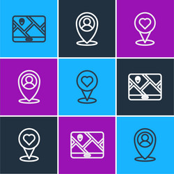 set line city map navigation location with heart vector image