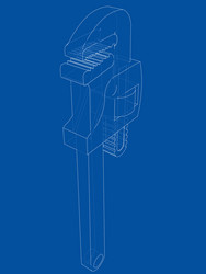 Wireframe Adjustable Wrench Outline vector image