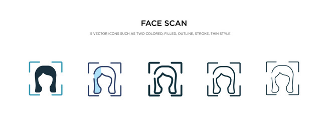 Face scan icon in different style two colored vector