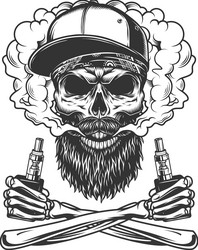 Hipster Skull with Vaporizer Vector Image