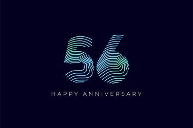 numeric design with line curve 56th happy vector image