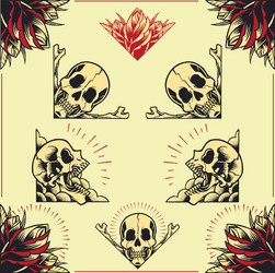 Skull Rose Frames Set Vector Image