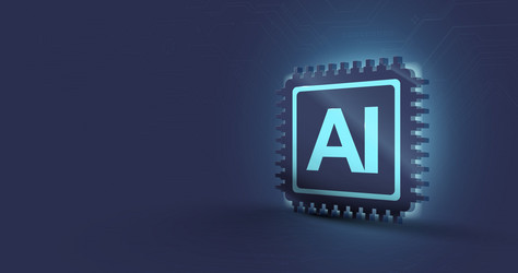 3d ai chipset on a circuit board background vector image