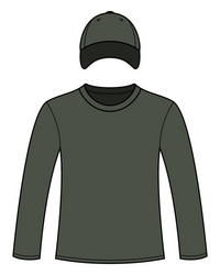 Long Sleeve T-Shirt and Cap Template Vector Image