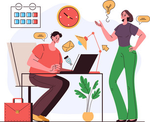 Office workers man woman colleague characters vector