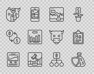 set line website with growth graph failure stocks vector image