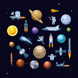 universe and space set icons vector