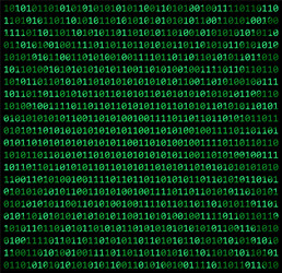 Binary code zero one matrix green background vector