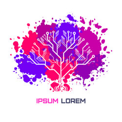 circuit board pattern in form a tree vector image