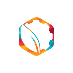 Gear leaf logo design template Royalty Free Vector Image