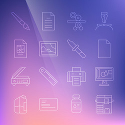set line copy machine computer monitor screen vector image