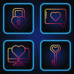 set line key in heart shape computer monitor vector image
