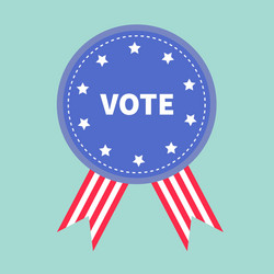 blue badge with striped ribbons award icon star Vector Image