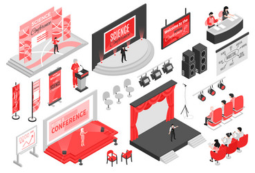 conference hall isometric set vector