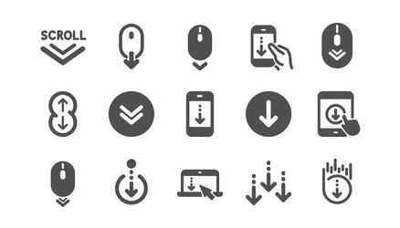 Scroll down icons scrolling mouse landing page vector